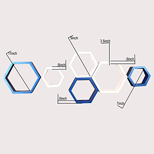 Dream Arts Shoppee Hexagon Shape Set of 6 Floating Wall Shelves and Racks for Living Room (White, Deco Colour Finish,Engineered Wood) - Image 2