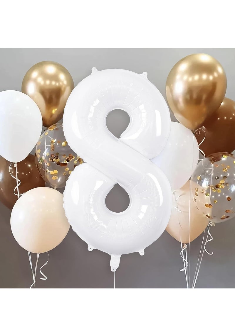 ThePartyPopper White Number Balloons 40 Inch Helium Number 8 Balloon for Birthday Party Anniversary Decoration  - Image 4