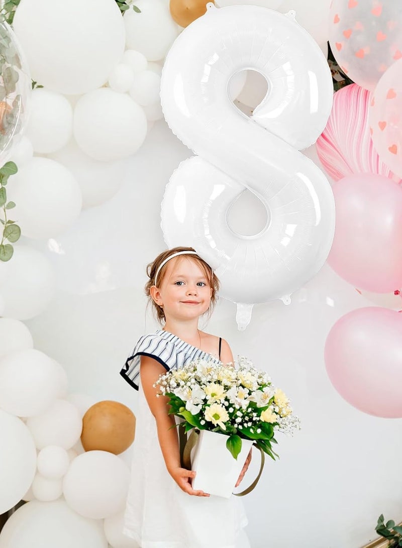 ThePartyPopper White Number Balloons 40 Inch Helium Number 8 Balloon for Birthday Party Anniversary Decoration  - Image 5