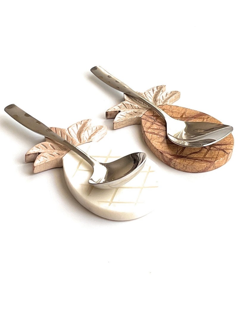 Souq DESIGNS Spoon Rest, Spatula Stand Set of 2 Pc for Kitchen Countertop Ceramic Utensil Holders - Non-Slip Organizer Rack for Cutlery, Cooking Tools, Tableware, Wooden, Marble, Home Buffet Accessories  - Image 3