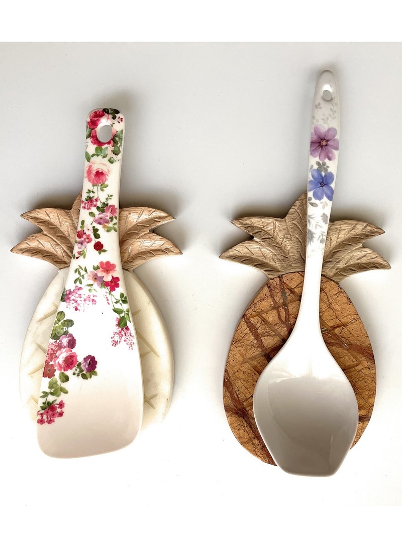 Souq DESIGNS Spoon Rest, Spatula Stand Set of 2 Pc for Kitchen Countertop Ceramic Utensil Holders - Non-Slip Organizer Rack for Cutlery, Cooking Tools, Tableware, Wooden, Marble, Home Buffet Accessories  - Image 5