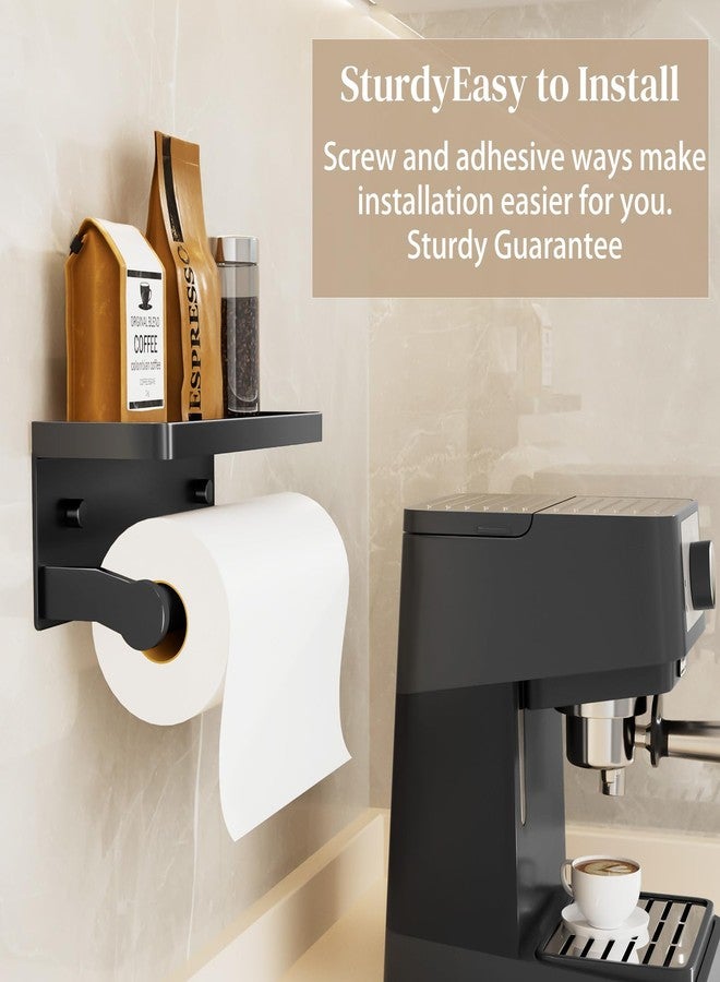 Dr.DJ Black Paper Towel Holder with Shelf, Wall Mount Paper Towel Holder for Bathroom Kitchen, Hand Towel Rack Holder,Paper Roll Holder with Self Adhesive & Screw,RV - Image 4