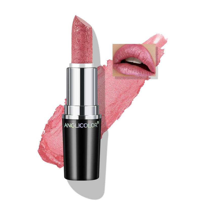 Anglicolor Glitter Pink LipstickDiamond High Shine FinishMoisturizing Creamy Formula Smooth and NonStickySparkle Peach Lipstick For WomenBar Nights PartyMusic Festivals 02 PINK GEMSTONE 4g - Image 3