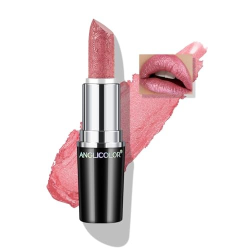 Anglicolor Glitter Pink LipstickDiamond High Shine FinishMoisturizing Creamy Formula Smooth and NonStickySparkle Peach Lipstick For WomenBar Nights PartyMusic Festivals 02 PINK GEMSTONE 4g - Image 1