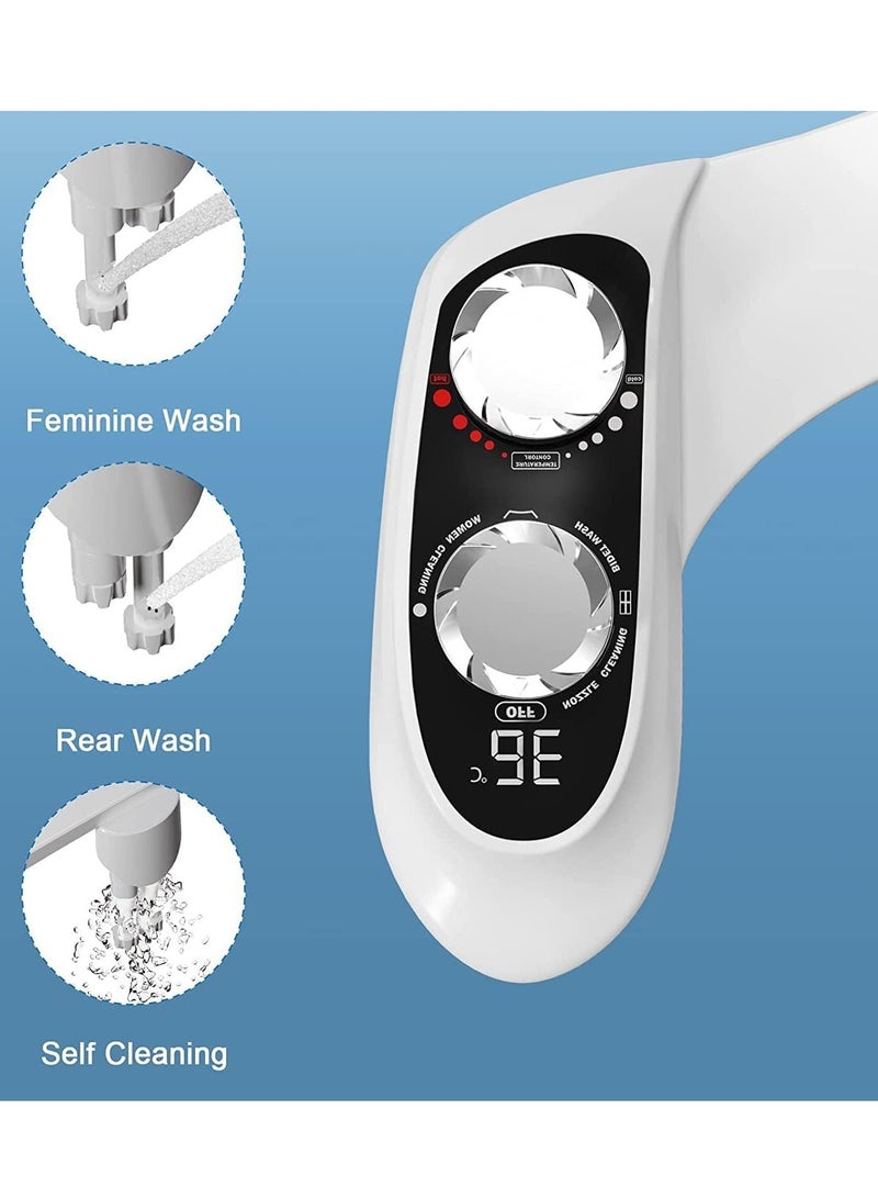 Y&D Bidet Self Cleaning Nozzle w/Digital Display Temperature Adjustable Cool to Warm Water, Non-Electric Dual Retractable Nozzles for Rear  - Image 2
