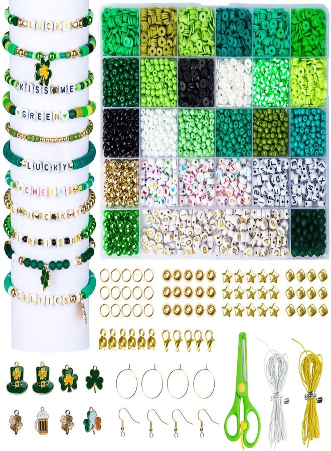 Goldwise 3900 Pcs St. Patrick's Day Bracelet Making kit with Clay Beads Glass Seed Beads, 18 Colors Beads for Jewelry Making with 3 Styles Letter Beads and Charms, Craft Gift for Kids Adults - Image 1