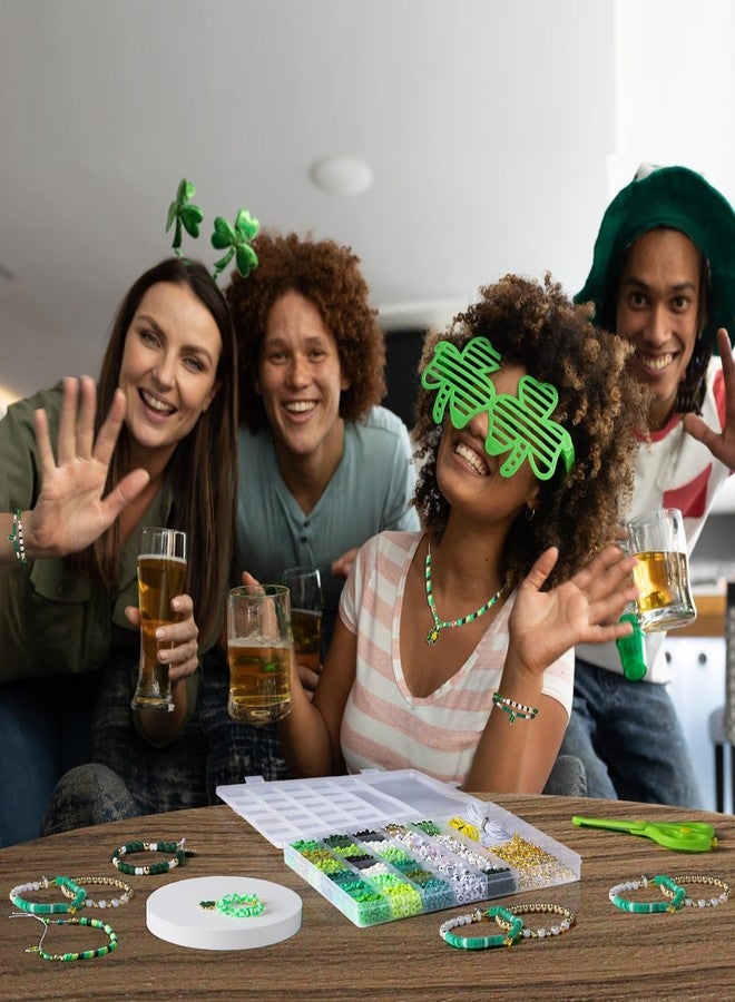 Goldwise 3900 Pcs St. Patrick's Day Bracelet Making kit with Clay Beads Glass Seed Beads, 18 Colors Beads for Jewelry Making with 3 Styles Letter Beads and Charms, Craft Gift for Kids Adults - Image 5