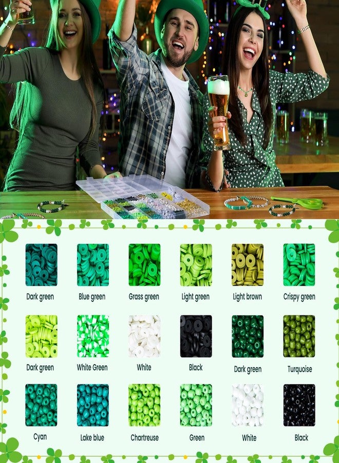 Goldwise 3900 Pcs St. Patrick's Day Bracelet Making kit with Clay Beads Glass Seed Beads, 18 Colors Beads for Jewelry Making with 3 Styles Letter Beads and Charms, Craft Gift for Kids Adults - Image 2