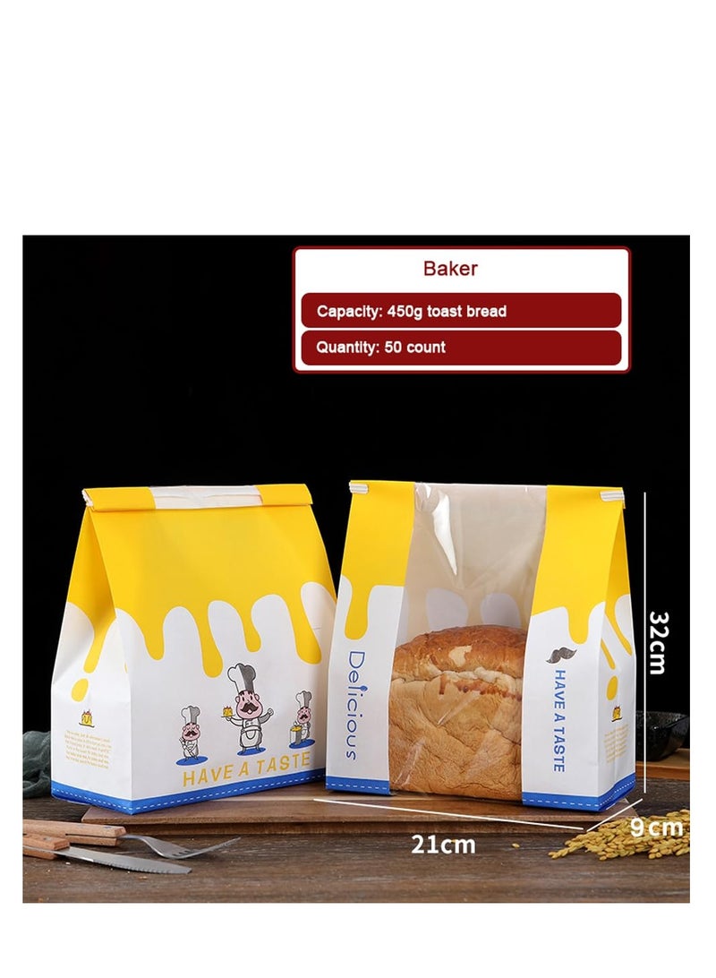 SYOSI Bread Bags for Homemade Bread, 50 Pack Large Paper Bread Bags with Window, Bakery Bags Bread Storage Bags, Printed Tin Tie Tab Lock Loaf Bags for Food Packaging Storage, for Toast, Cookie, Bread  - Image 5