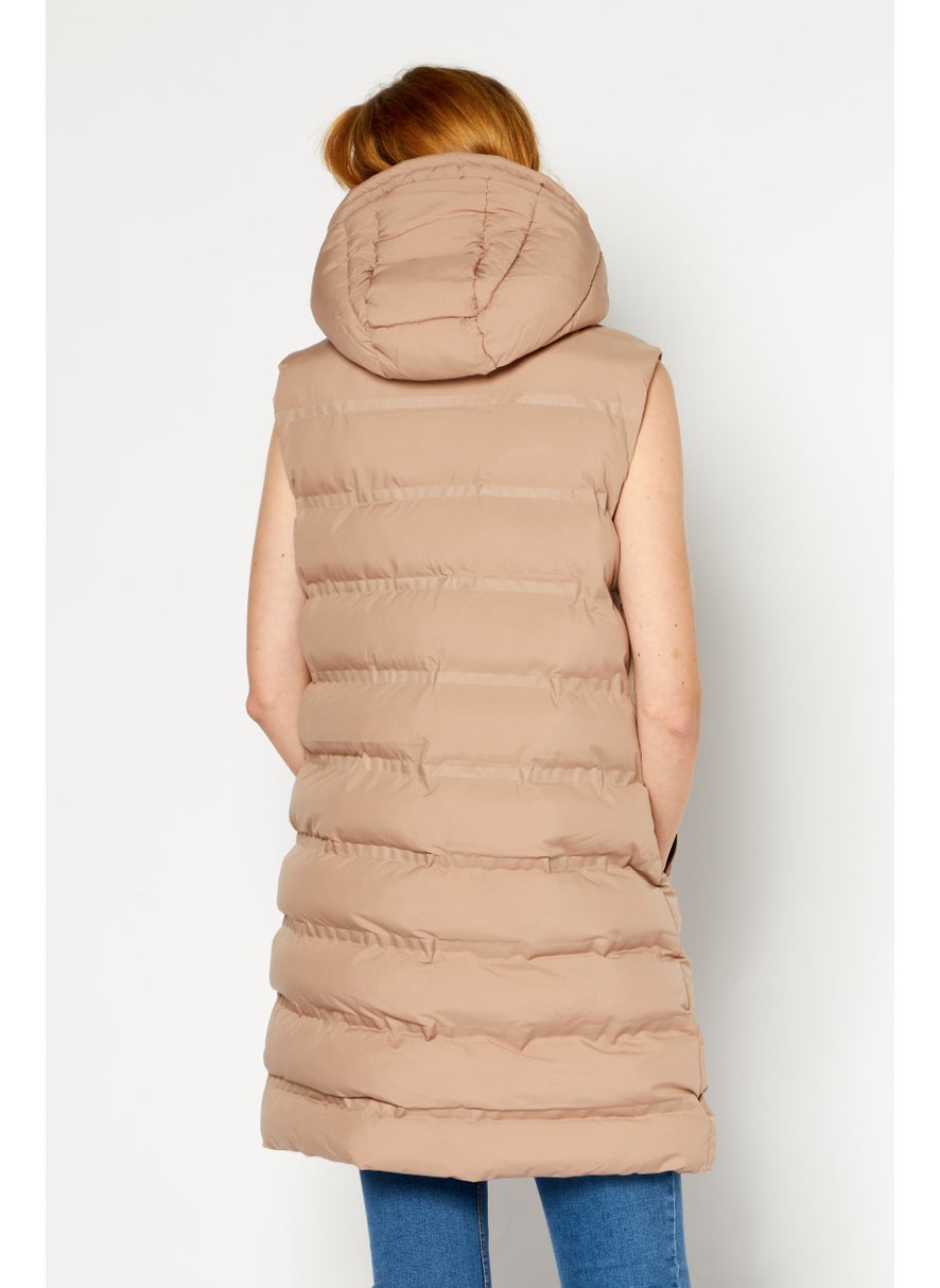BCBGeneration - Women Plain Puffer Vest, Latte - Image 1