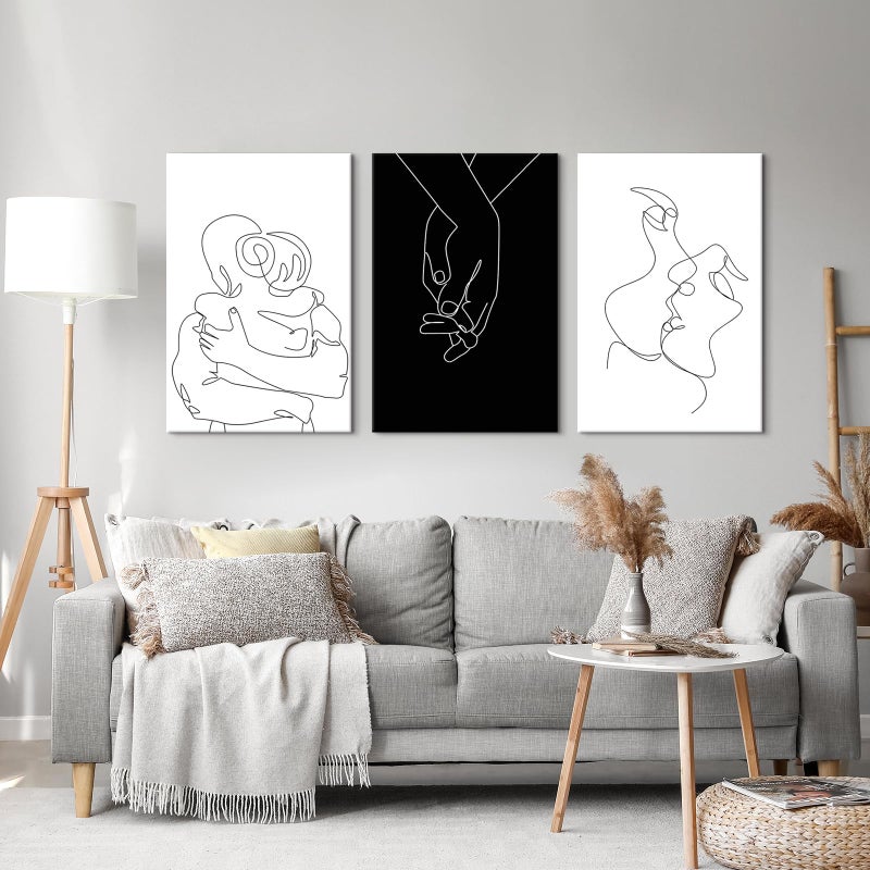 Chadow Artwork Couples Wall Decor Minimalist Line Wall Art Abstract Love Painting Black and White Line Drawing Art Hug Kiss Holding Poster Prints for Bedroom Bathroom Living Room Wall Decor - Image 4