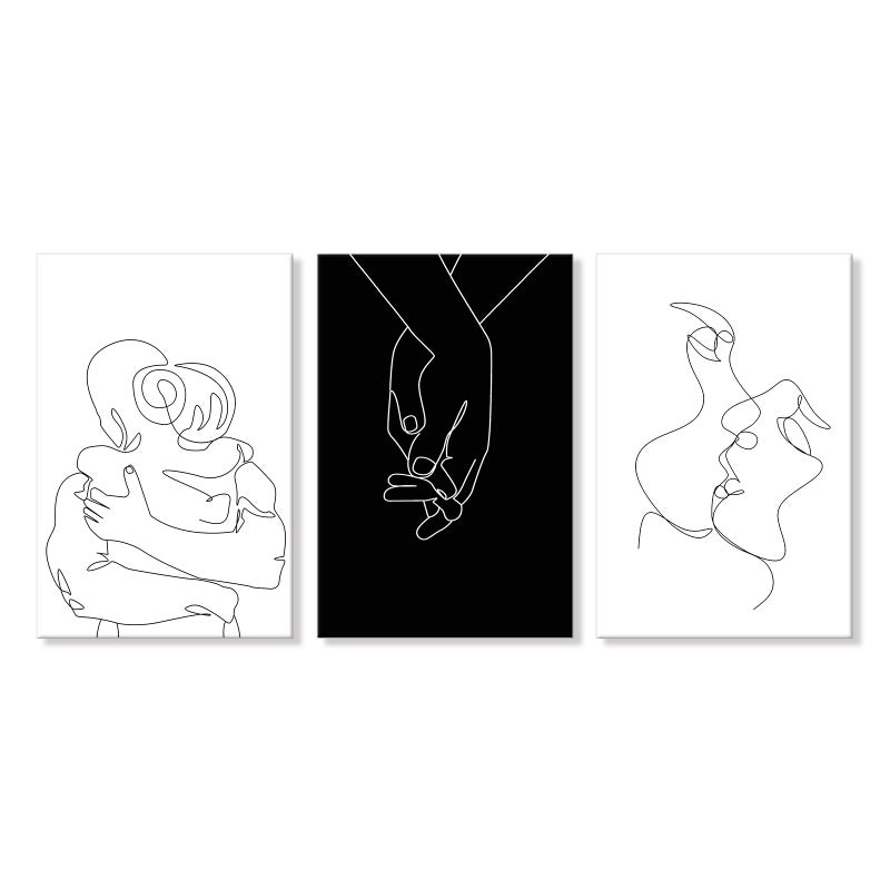 Chadow Artwork Couples Wall Decor Minimalist Line Wall Art Abstract Love Painting Black and White Line Drawing Art Hug Kiss Holding Poster Prints for Bedroom Bathroom Living Room Wall Decor - Image 3