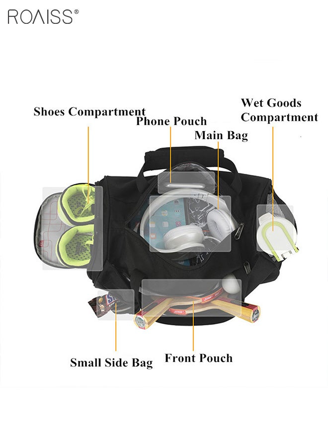 roaiss حقيبة يد رياضية للسفر للرجال سعة كبيرة، فصل جاف ورطب، مقصورة أحذية مستقلة، حقيبة يوجا مقاومة للماء والخدش - Image 4