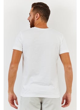 GANT Men Crew Neck Short Sleeve Embroidered Logo T-shirt, White  - Image 4