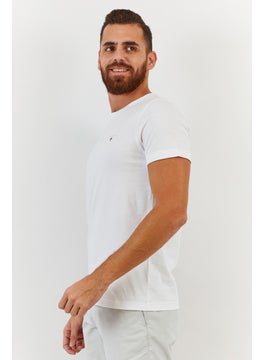 GANT Men Crew Neck Short Sleeve Embroidered Logo T-shirt, White  - Image 2