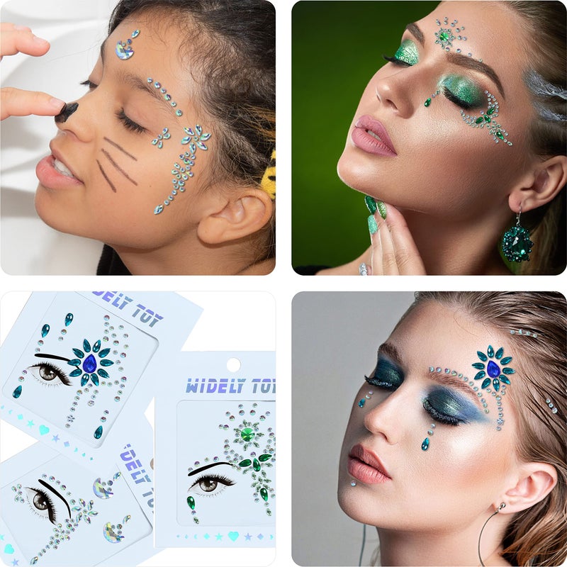 DECOYARDOO Face Jewels 6 Sheets Face Gems Stick On, 10g Chunky Glitter, Face Jewelry Rhinestones Crystals Stickers, Fairy Euphoria Eye Body Makeup Rave Clothes Festival Outfit Accessories - Image 5