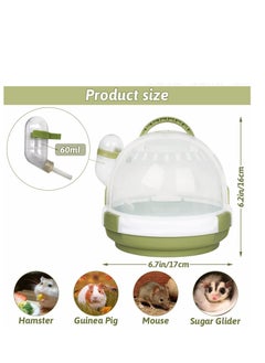 SYOSI Hamster Carrier Cage Portable Mice Travel Case Plastic Small Animal Carrier Rat Carry Cage with Water Bottle for Dwarf Hamster Mouse Pet Outgoing & Traveling (Moss Green)  - Image 4