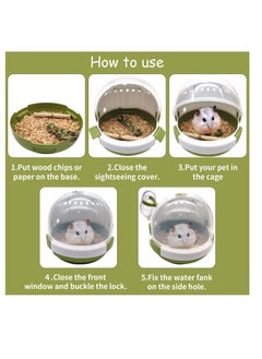 SYOSI Hamster Carrier Cage Portable Mice Travel Case Plastic Small Animal Carrier Rat Carry Cage with Water Bottle for Dwarf Hamster Mouse Pet Outgoing & Traveling (Moss Green)  - Image 3