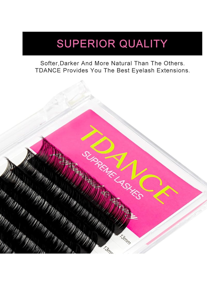TDance - TDANCE Premium C CC D DD J B L Curl 0.03-0.18mm Thickness Semi Permanent Individual Eyelash Extensions Silk Volume Lashes Professional Salon Use Mixed 14-19mm Length In One Tray (D-0.05,14-19mm) - Image 1
