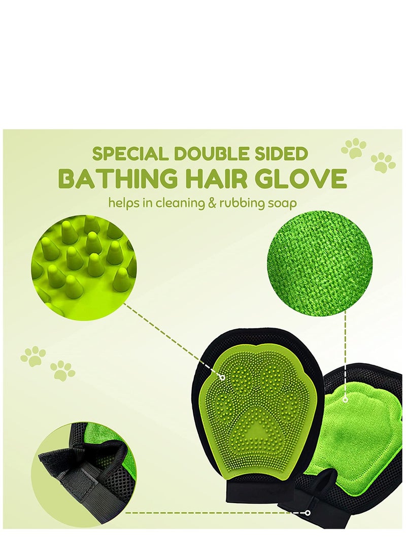 SYOSI Pet Brush Set for Cat and Dog - Pet Grooming Kit,Self Cleaning Brushes, Pet Bathing Gloves and Comb - Pet Grooming Kit Premium Double sided Glove (Pack of 3)  - Image 4