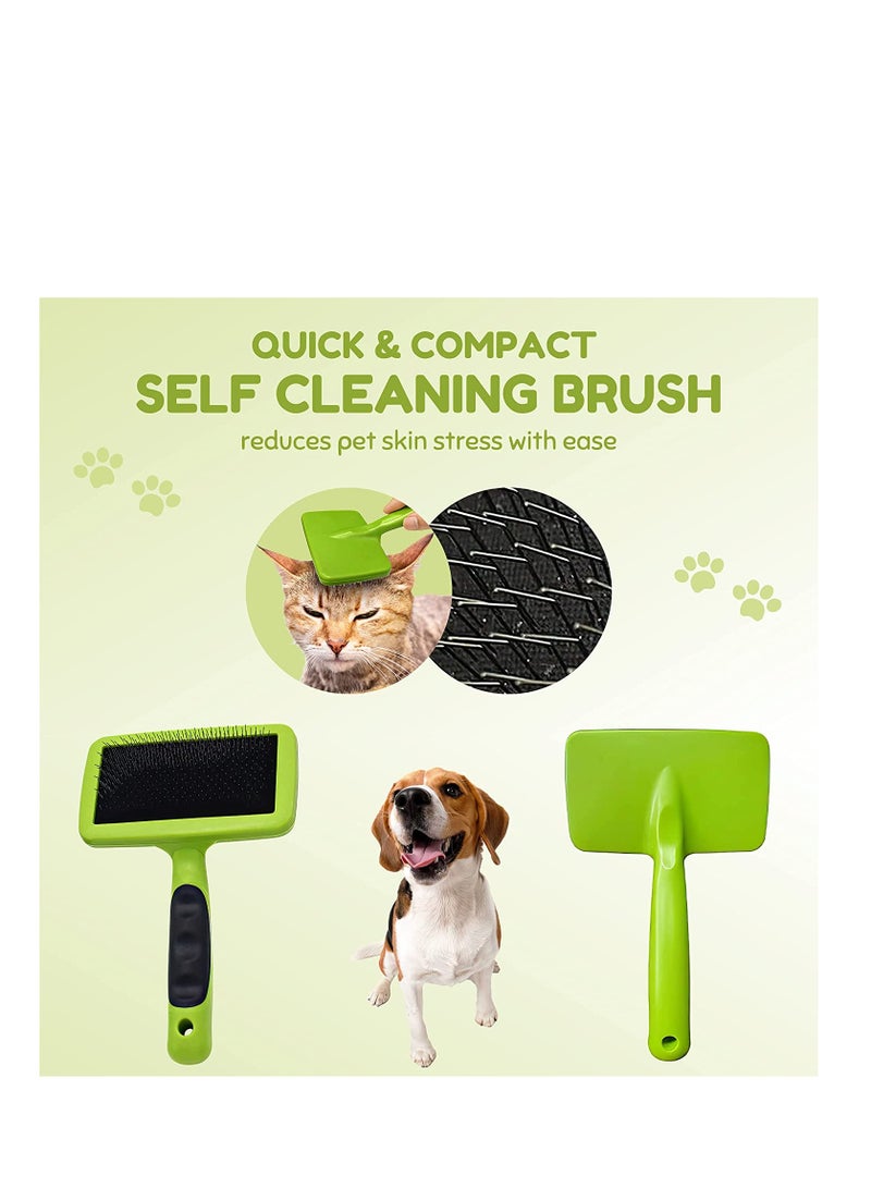 SYOSI Pet Brush Set for Cat and Dog - Pet Grooming Kit,Self Cleaning Brushes, Pet Bathing Gloves and Comb - Pet Grooming Kit Premium Double sided Glove (Pack of 3)  - Image 5