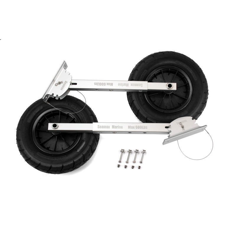 Seamax Deluxe 4 by 4 Boat Launching Dolly with 14" Wheels System, Commercial Grade Quality for Inflatable Boat and Aluminum Boat Max Loading 600Lb - Image 1