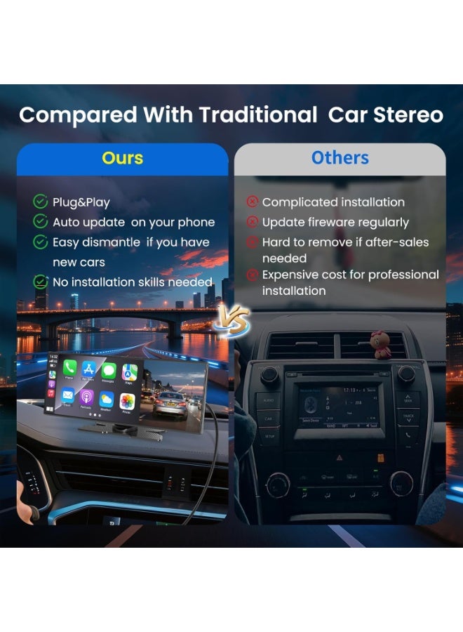 Vierex 11.5 Inch Wireless CarPlay Screen for Car – HD Touchscreen with Wireless Apple CarPlay & Android Auto, 4K Dash Cam, 1080P Rear Camera, GPS Navigation, Bluetooth, Voice Control, FM Transmitter & Mirror Link – Universal for All Vehicles - Image 4