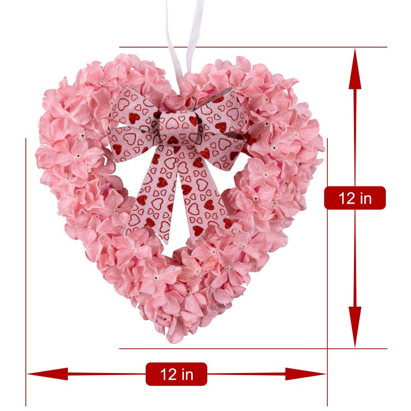 JINGHONG Valentine's Day Decorations Valentines Day Gifts Romantic Heart Wreath with Bow for Valentines Anniversary Birthday Mother's Day Decor (Pink) - Image 5