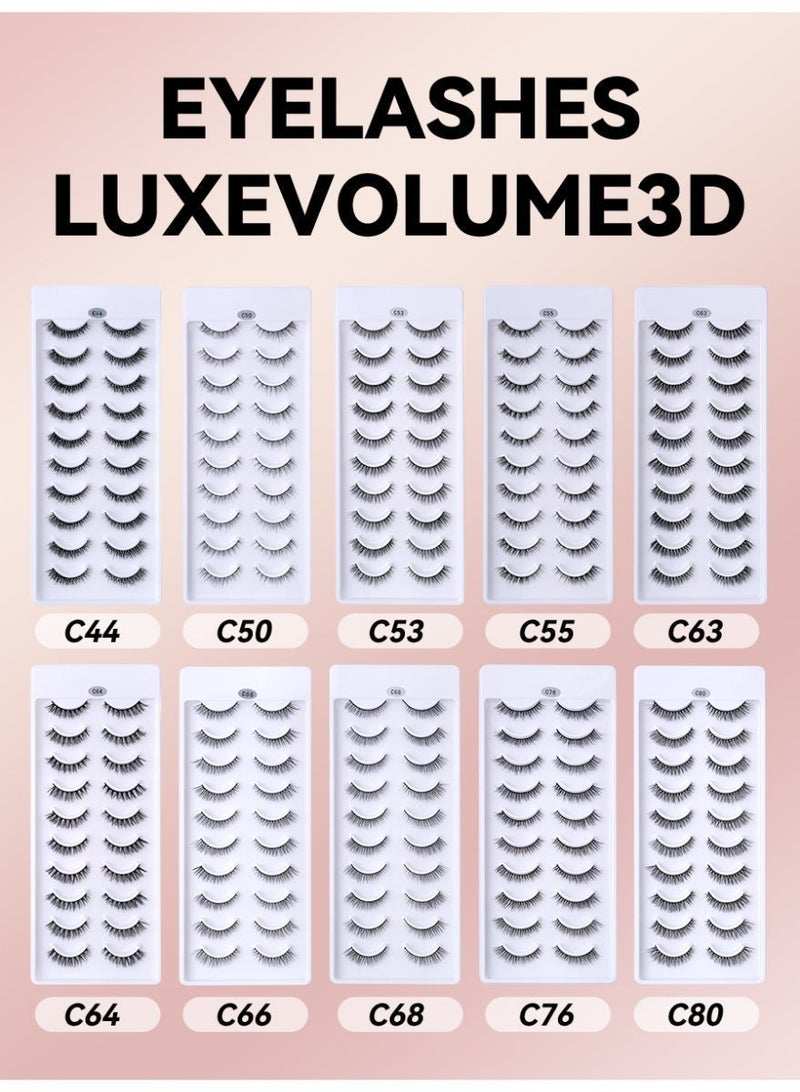 D'AMMA'N 3D Natural False Eyelashes – Wispy Fluffy Multi-Layer Soft Lightweight Reusable Lashes for Makeup, Party, Daily Use,10 Pairs-C50 - Image 3