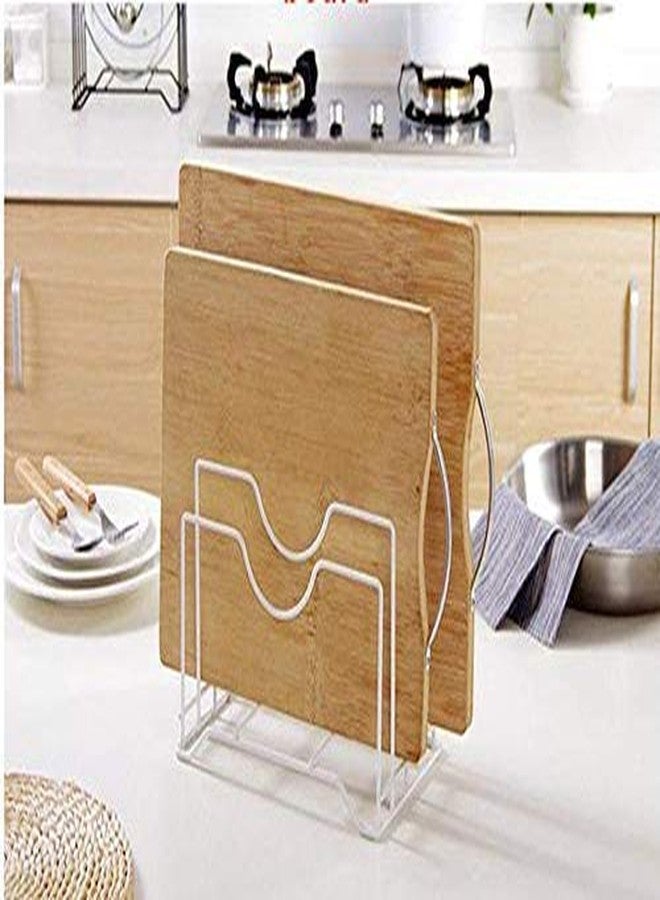 ISKA Multifunction Kitchen Cabinet Pan Cover Storage Rack Plate, Pot, Lid Rack, Cutting Board Kitchen Organizer Item for Kitchen (White) - Image 2