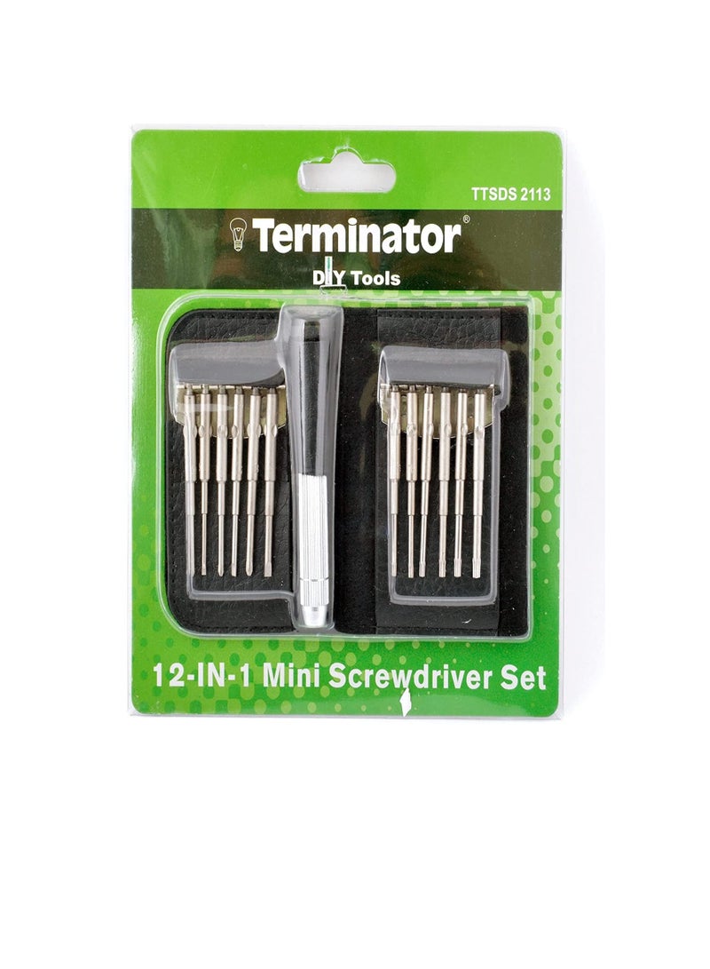 Terminator Terminator Mini Screw Driver 12 Pcs Set With Iron Handle in 1 Mini Pocket for Mobile Phone, Laptop Repair  - Image 3