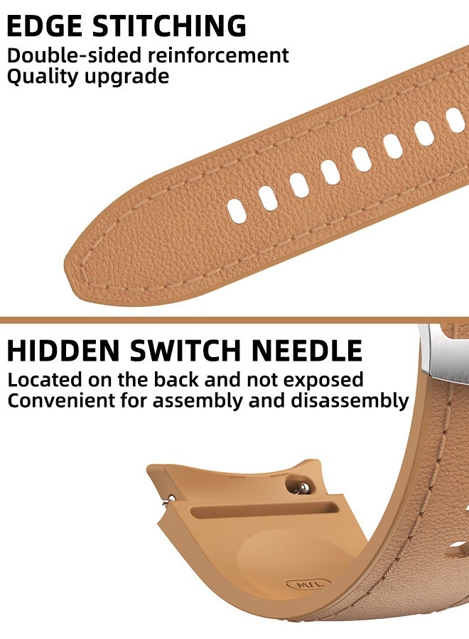 نو Leather Band Compatible With Samsung Galaxy Watch 7 6 5 4 Fe 40mm 44mm Bands, 20mm No Gap Soft Strap Watch 6 Classic 43mm 47mm 5 Pro 45mm 4 Classic 42mm 46mm For Men Women - Image 4