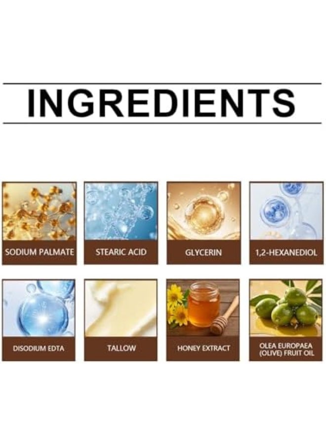 وودسليب لوح صابون تالو من جراس فيد | صابون طبيعي مع مستخلصات العسل وزيت الزيتون لتهدئة البشرة الجافة وترطيب عميق | لوح صابون شحم البقر مع رغوة غنية وتنظيف لطيف - Image 3