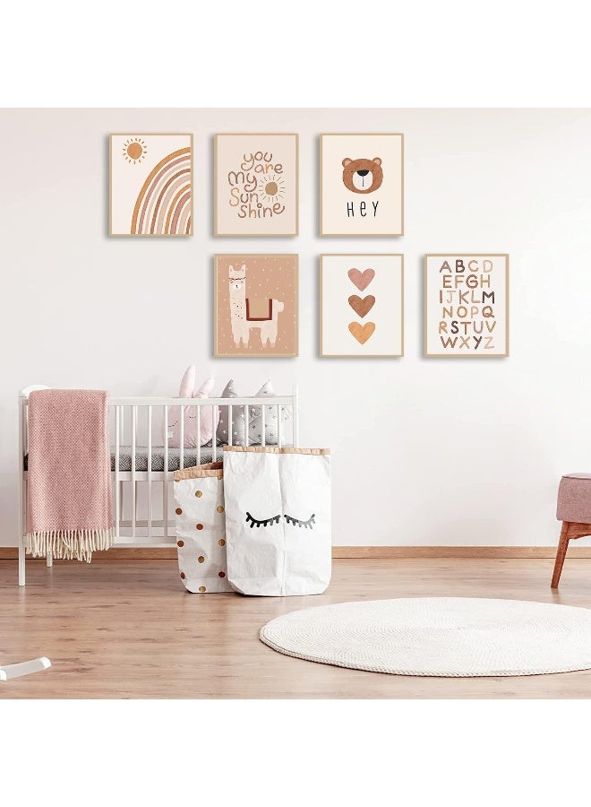Home Trove Quzenu Baby Nursery Wall Decor Boho Sunshine Abstract Wall Art Pictures Canvas Prints for Baby Room Girl Nursery Wall Decor Sweet Design Boho Wall Art Posters Unframed - Image 5