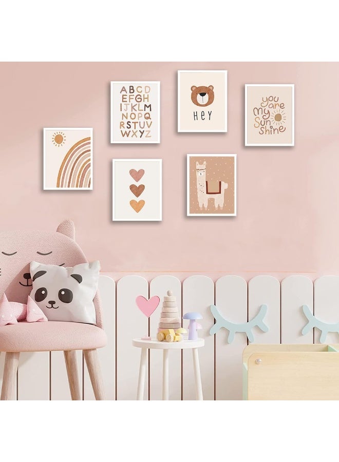 Home Trove Quzenu Baby Nursery Wall Decor Boho Sunshine Abstract Wall Art Pictures Canvas Prints for Baby Room Girl Nursery Wall Decor Sweet Design Boho Wall Art Posters Unframed - Image 4