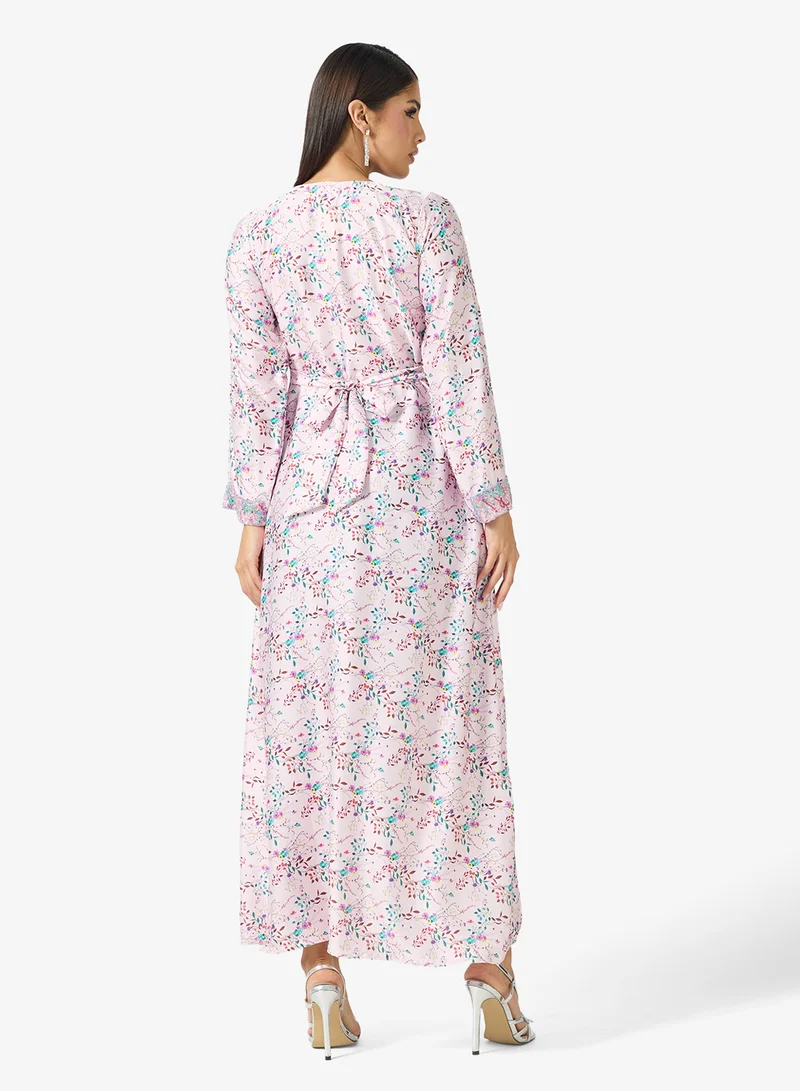 ARABIAN CLOSET Embellished Belted Jalabiya