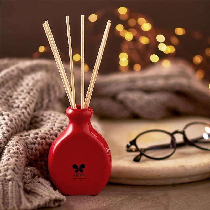 IRIS Apple Cinnamon Reed Diffuser Set 45ml | Long Lasting Home Fragrance with 6 Reed Sticks | Air Freshener for Bedroom, Living Room & Office | Warm Spicy Aroma | Ideal Gift Set - Image 2