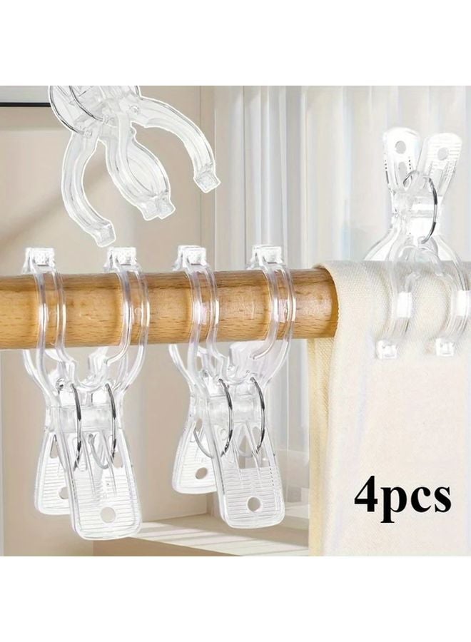 4pcs Windproof Transparent Plastic Clothespins Strong Grip Laundry Pegs For Towels Clothes - Image 1