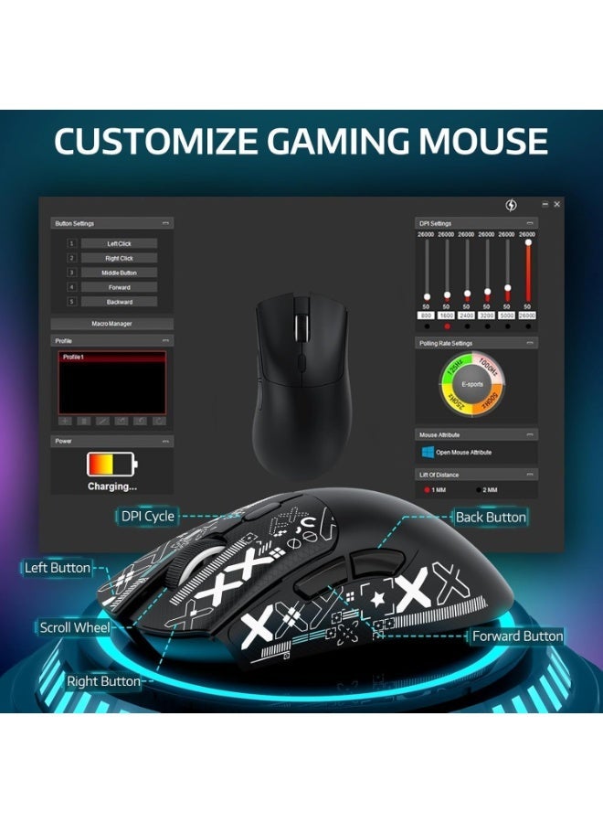 VK VM1S Wired Gaming Mouse, Ultralight 59g, 18000 DPI, RGB Lighting, Ergonomic Design - Image 2
