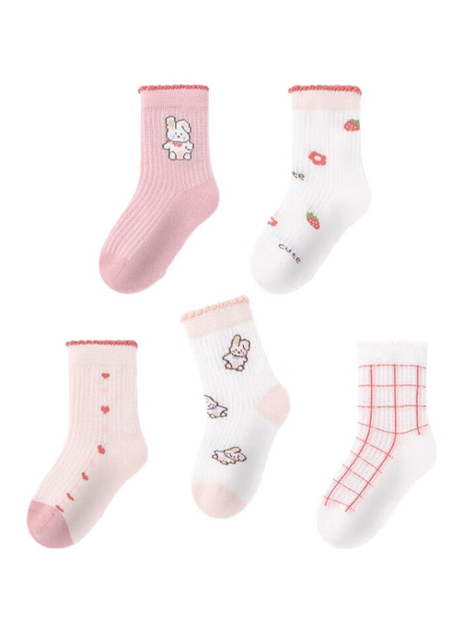 Bambi Children'S Socks For Girls, Summer Mesh Thin Style, For Older Children, Spring And Autumn Mid-Calf Cotton Socks, Bb2324, Size 14-16 - Image 1
