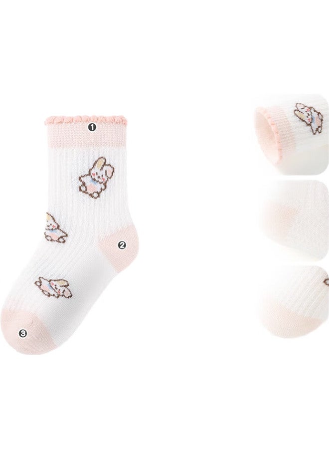 Bambi Children'S Socks For Girls, Summer Mesh Thin Style, For Older Children, Spring And Autumn Mid-Calf Cotton Socks, Bb2324, Size 14-16 - Image 3
