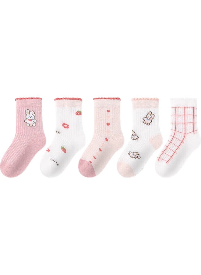 Bambi Children'S Socks For Girls, Summer Mesh Thin Style, For Older Children, Spring And Autumn Mid-Calf Cotton Socks, Bb2324, Size 14-16 - Image 2