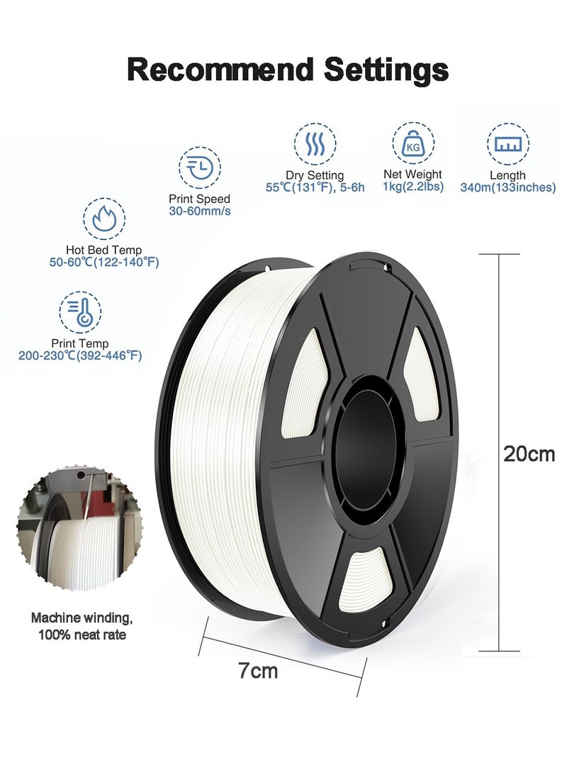ALPNEGINE Matte PLA Filament White 1.75mm 1KG , 3D Printer Material with Spool Vacuum Pack, Dimensional Accuracy +/- 0.02mm, 340m Length , Fit for Most FDM 3D Printers  - Image 2