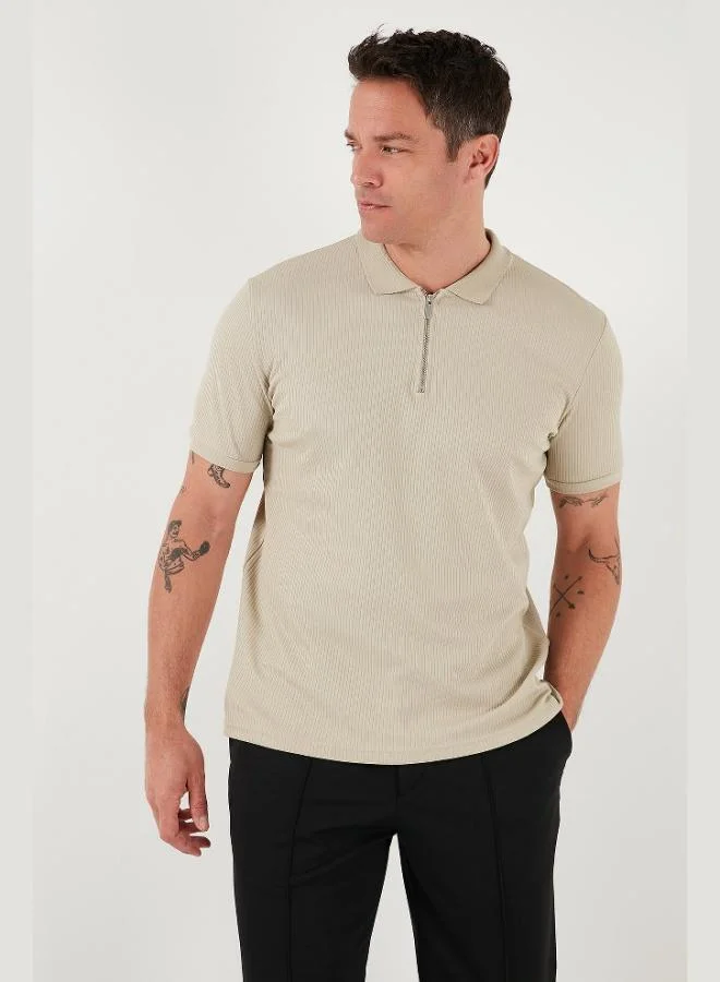 Buratti  Buratti Cotton Regular Fit Zippered Polo Collar T Shirt Men's Polo Collar T-Shirt 5902738 for Men | Best Price UAE