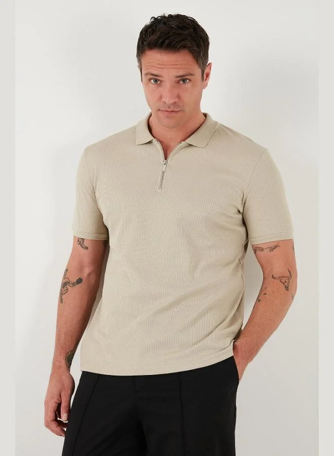 بوراتي تيشيرت بولو رجالي قطن بياقة بولو بسحاب من بوراتي