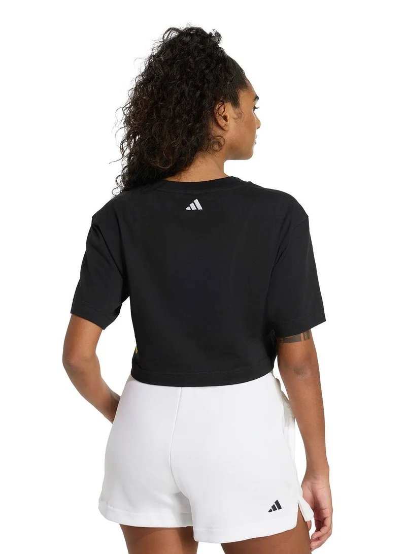 adidas تي شيرت قصير للنساء أسود