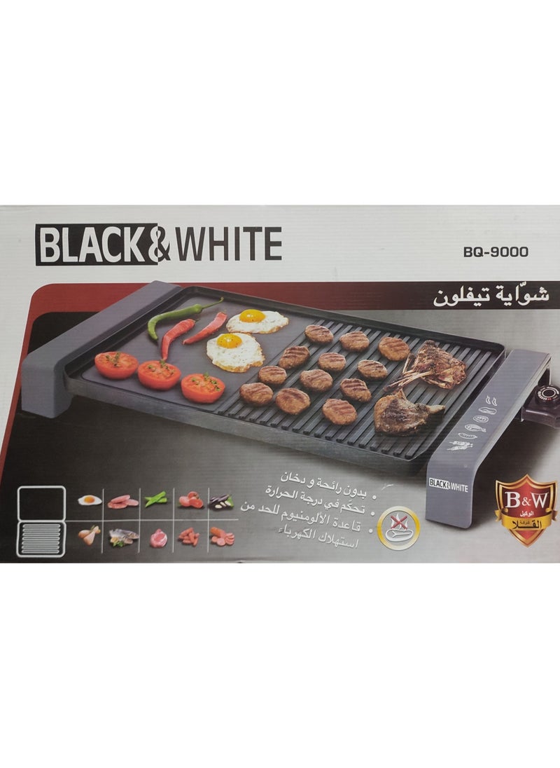 بلاك & وايت - شوايه جريل من بلاك &وايت 2300 وات(تتميزشواية بلاك اند وايت بسطح املس وكبير ومضلع وغيرقابل للالتصاق وسهلة الفك والتنظيف وتقوم بشوي الطعام وتجعله صحي وامن) وشواية 2 ف1 يوجد معه صنية من السراميك المتين ضد التلف والخدش - Image 1