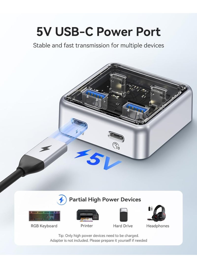 ORICO 10Gbps USB-C Hub, 4-Port Zinc Alloy USB 3.2 Splitter with 2 USB-A & 2 USB-C Ports, High-Speed Data Extender for Laptops, PCs, Desktops, and More - Image 4