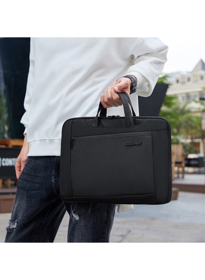 Golden Wolf Water-Repellent Laptop Shoulder Bag - Black - Image 2