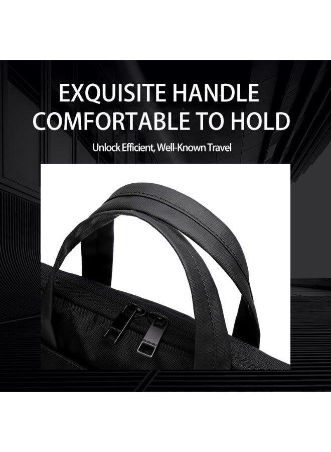 Golden Wolf Water-Repellent Laptop Shoulder Bag - Black - Image 4